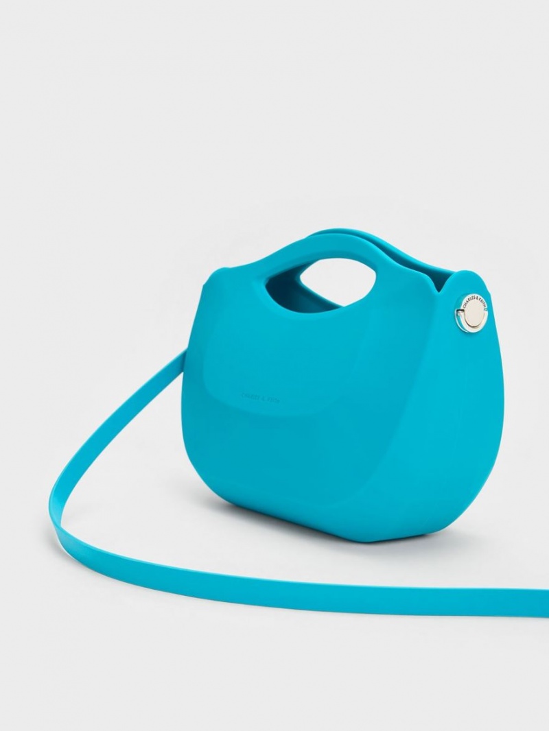 Geanta De Mana Charles & Keith Cocoon Curved Albastri | 630RDMWBK