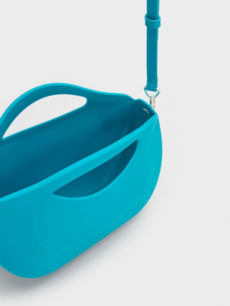 Geanta De Mana Charles & Keith Cocoon Curved Albastri | 630RDMWBK
