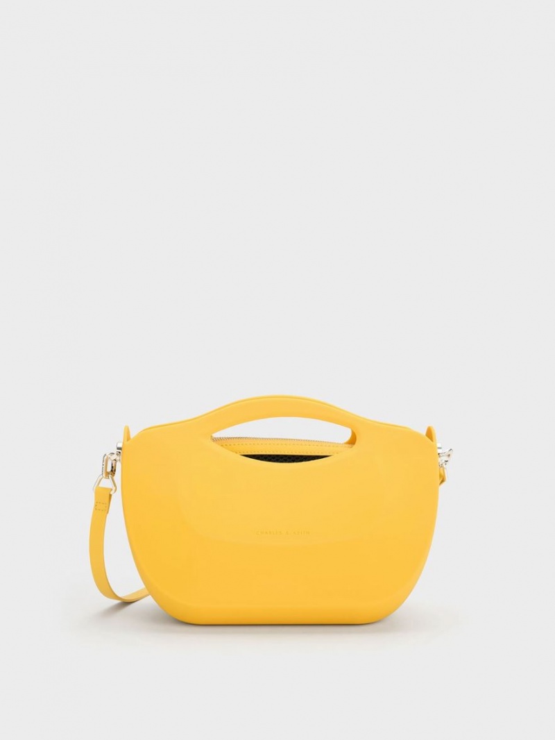Geanta De Mana Charles & Keith Cocoon Curved Galbeni | 360EQNXMG