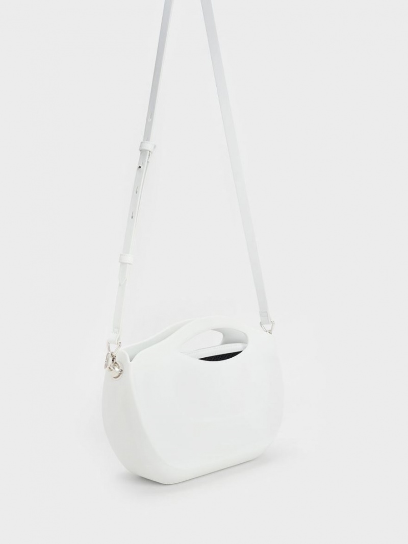 Geanta De Mana Charles & Keith Cocoon Curved Albi | 049DYNAFT