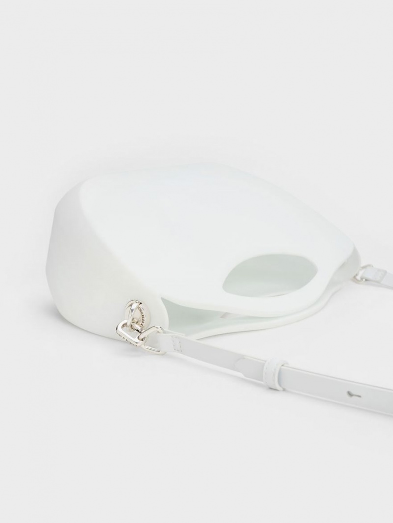Geanta De Mana Charles & Keith Cocoon Curved Albi | 049DYNAFT