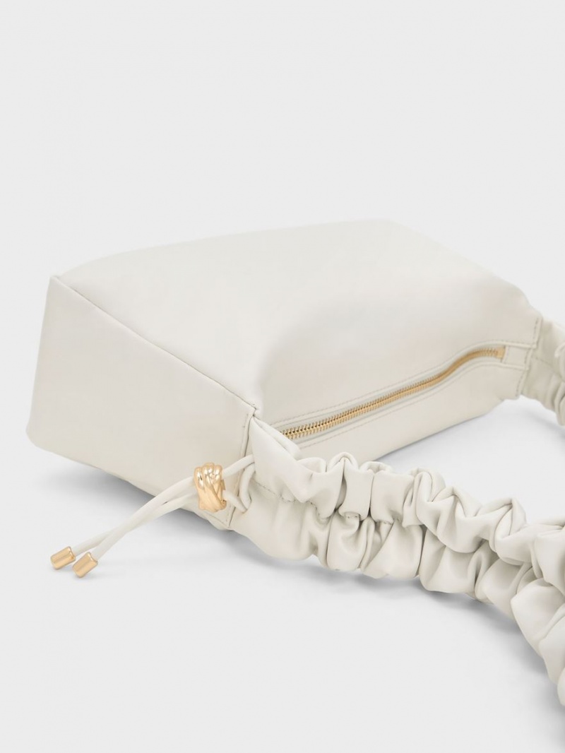 Geanta De Mana Charles & Keith Cosette Ruched Albi | 736GBMAJR
