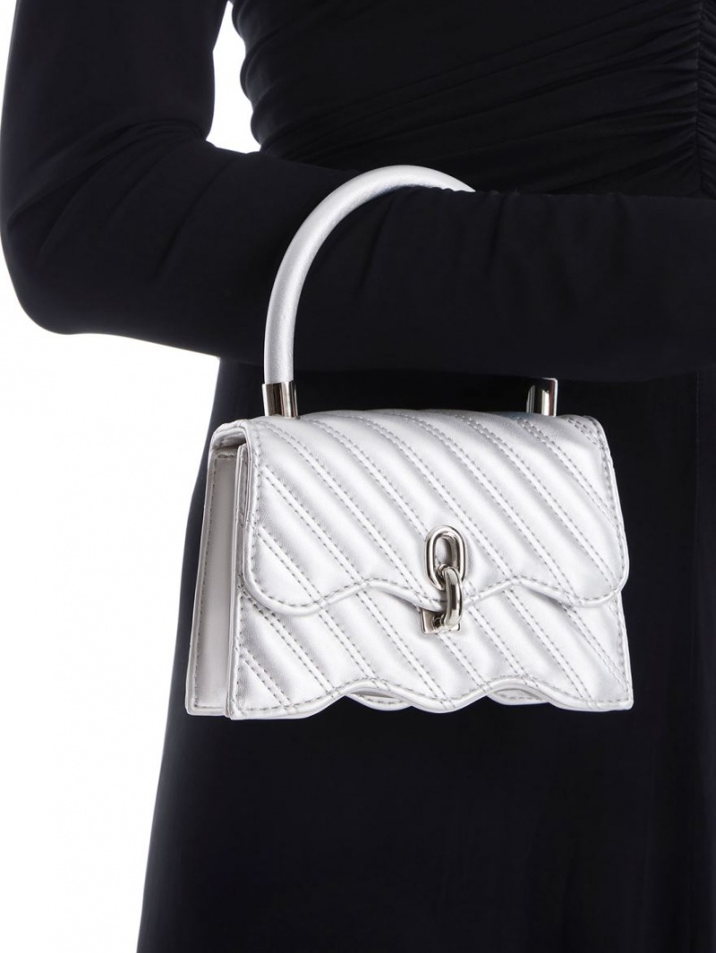 Geanta De Mana Charles & Keith Freja Wavy Matlasat Top Argintii | 278YSDIHL