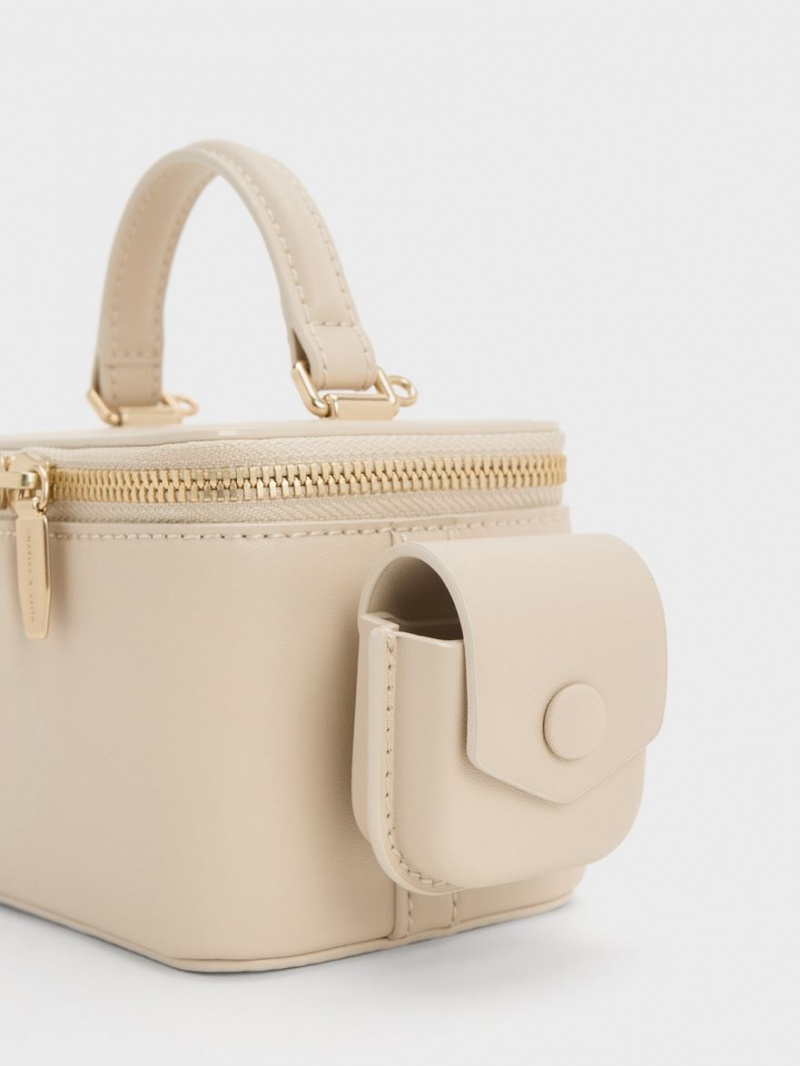 Geanta De Mana Charles & Keith Gaia Boxy Top Bej | 586GRQXYO