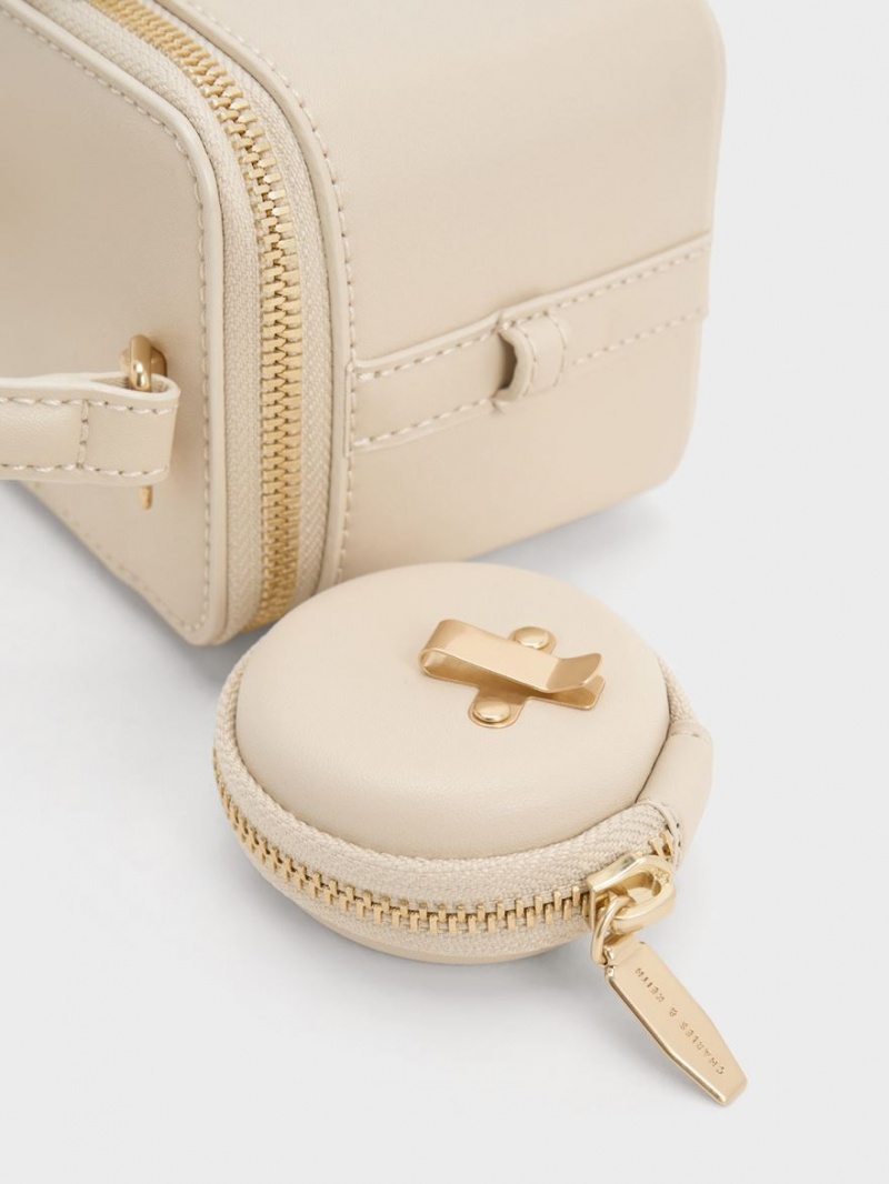 Geanta De Mana Charles & Keith Gaia Boxy Top Bej | 586GRQXYO