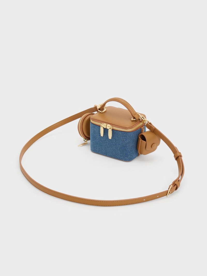 Geanta De Mana Charles & Keith Gaia Denim Boxy Top Albastri | 065POHQJU