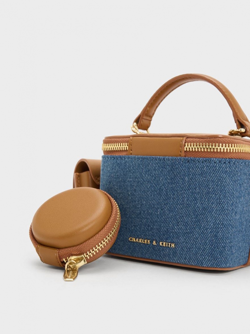 Geanta De Mana Charles & Keith Gaia Denim Boxy Top Albastri | 065POHQJU