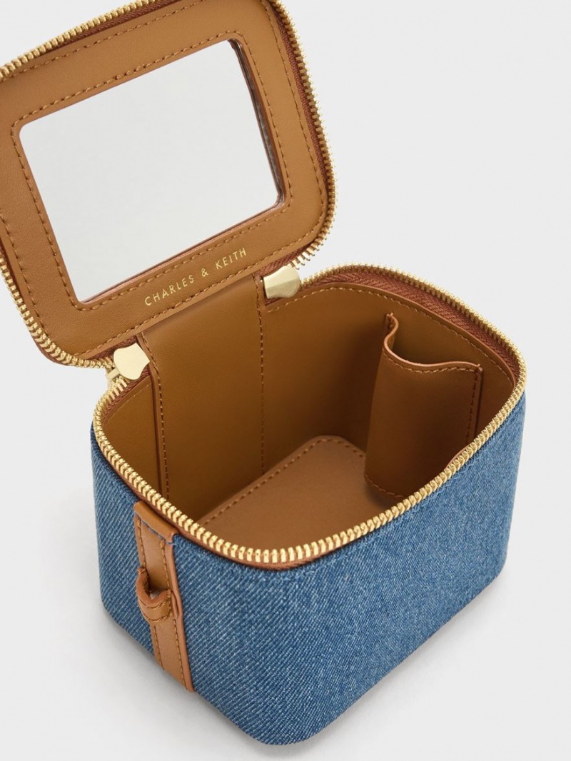 Geanta De Mana Charles & Keith Gaia Denim Boxy Top Albastri | 065POHQJU