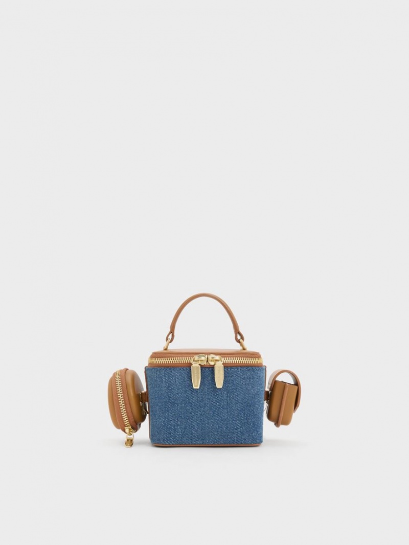 Geanta De Mana Charles & Keith Gaia Denim Boxy Top Albastri | 065POHQJU