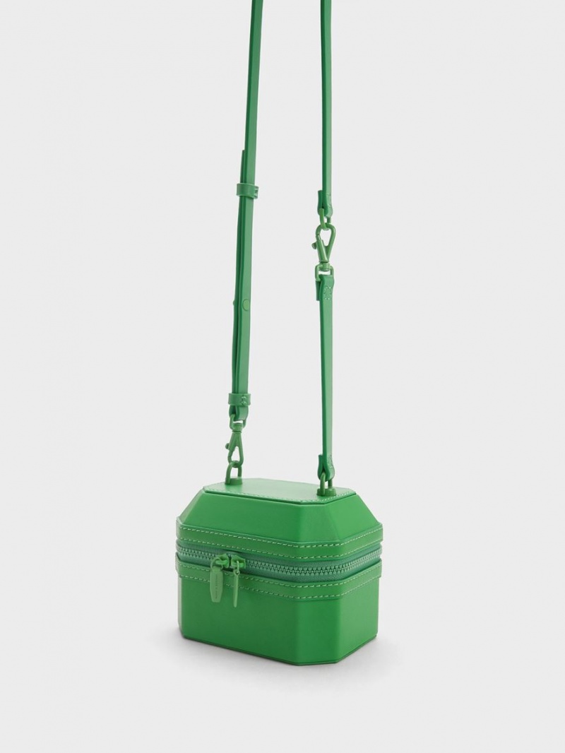 Geanta De Mana Charles & Keith Geometric Boxy Top Verzi | 842UXTHJB