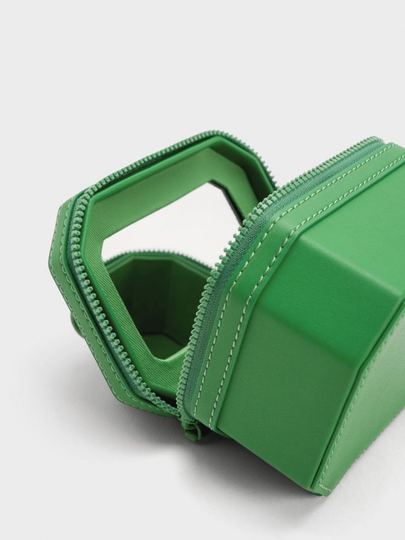 Geanta De Mana Charles & Keith Geometric Boxy Top Verzi | 842UXTHJB