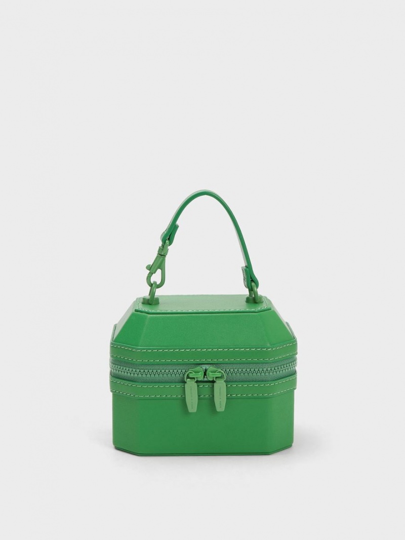 Geanta De Mana Charles & Keith Geometric Boxy Top Verzi | 842UXTHJB