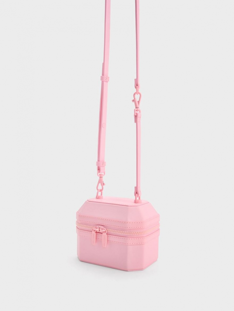 Geanta De Mana Charles & Keith Geometric Boxy Top Roz Deschis | 897JFGAHS