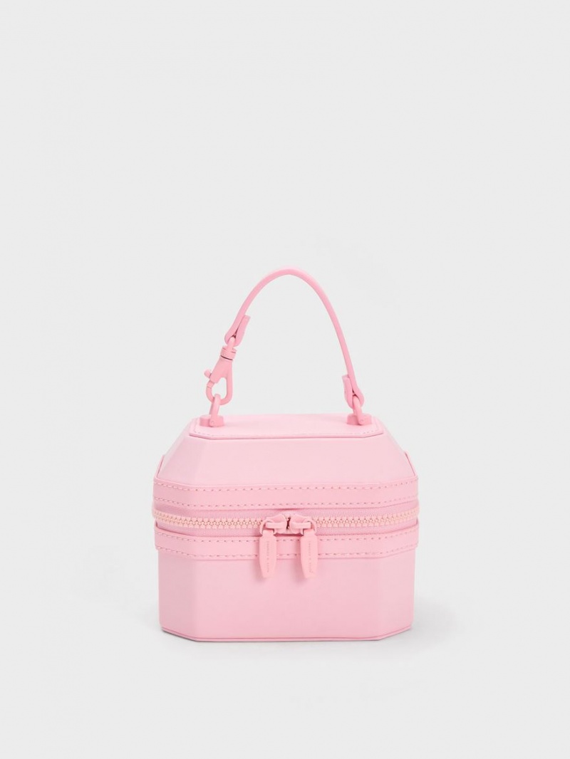Geanta De Mana Charles & Keith Geometric Boxy Top Roz Deschis | 897JFGAHS