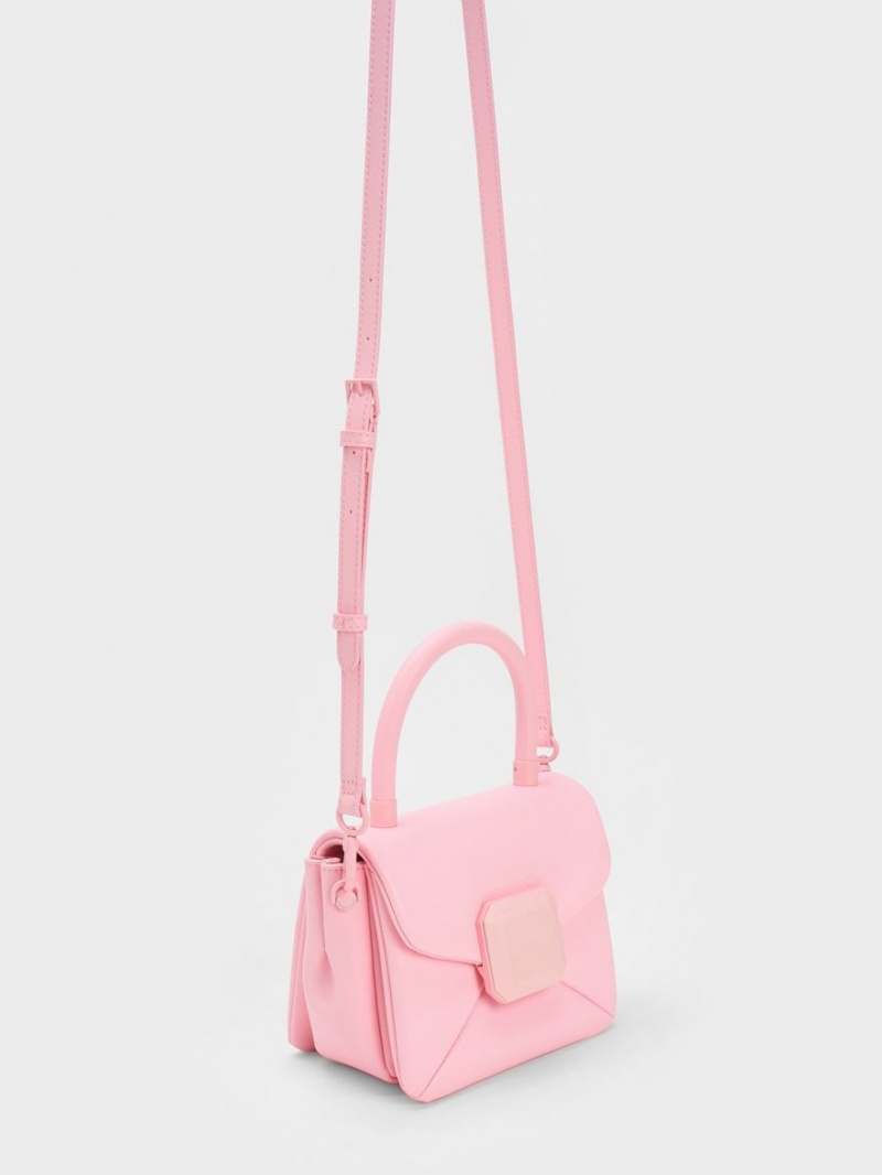 Geanta De Mana Charles & Keith Geometric Push-Lock Top Roz Deschis | 216PWMTJK