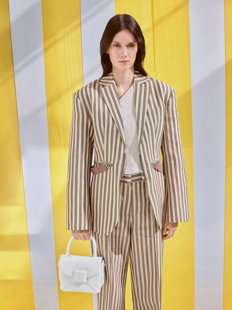 Geanta De Mana Charles & Keith Geometric Push-Lock Top Albi | 374KBRLNP
