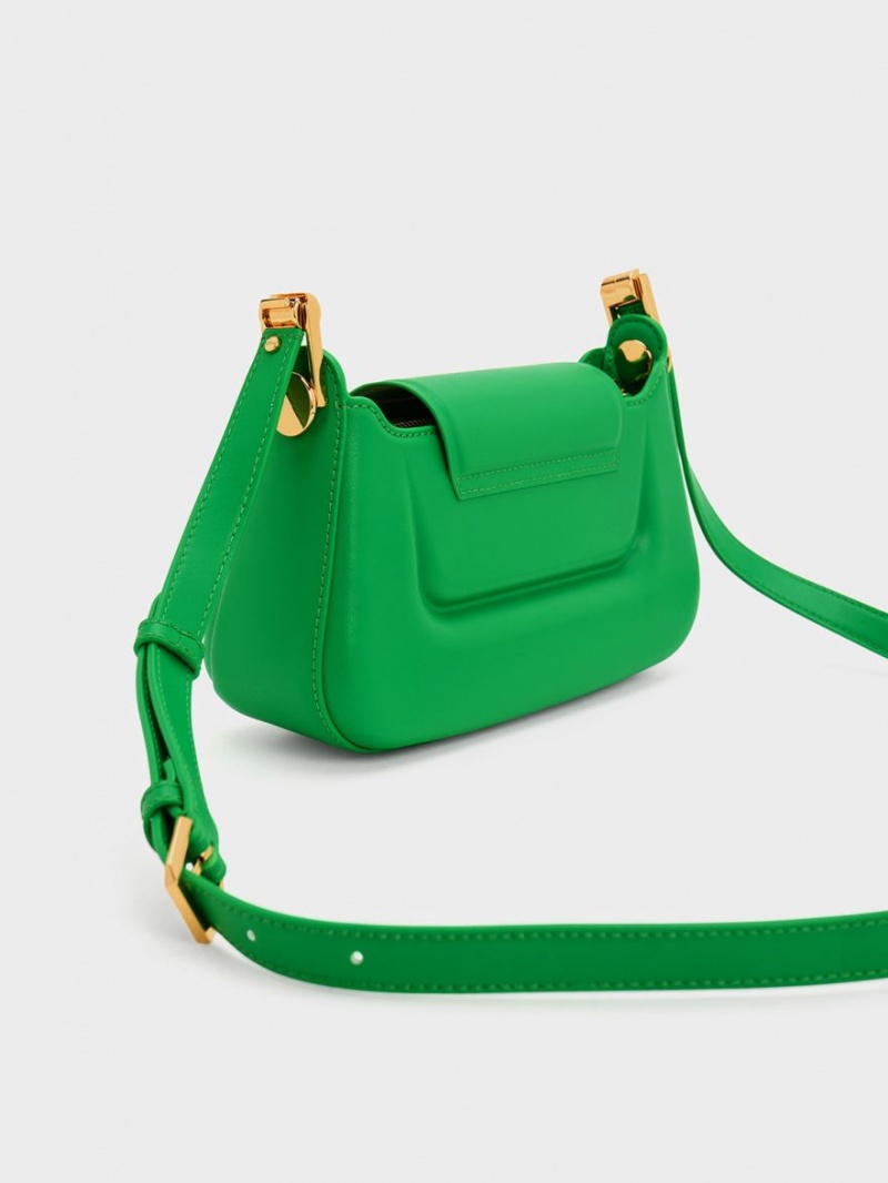 Geanta De Mana Charles & Keith Koa Push-Lock Top Verzi | 015VHNABK