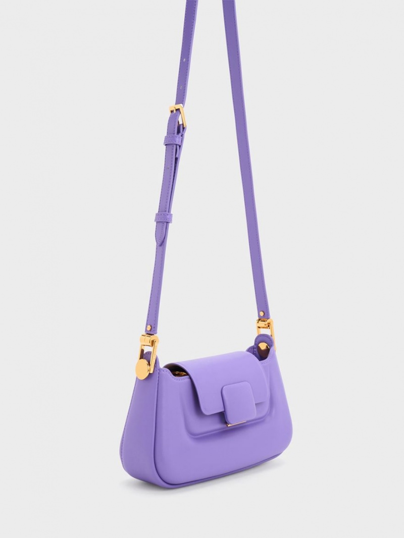 Geanta De Mana Charles & Keith Koa Push-Lock Top Violet | 984PNLAVE