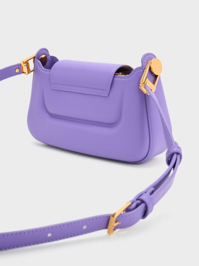 Geanta De Mana Charles & Keith Koa Push-Lock Top Violet | 984PNLAVE