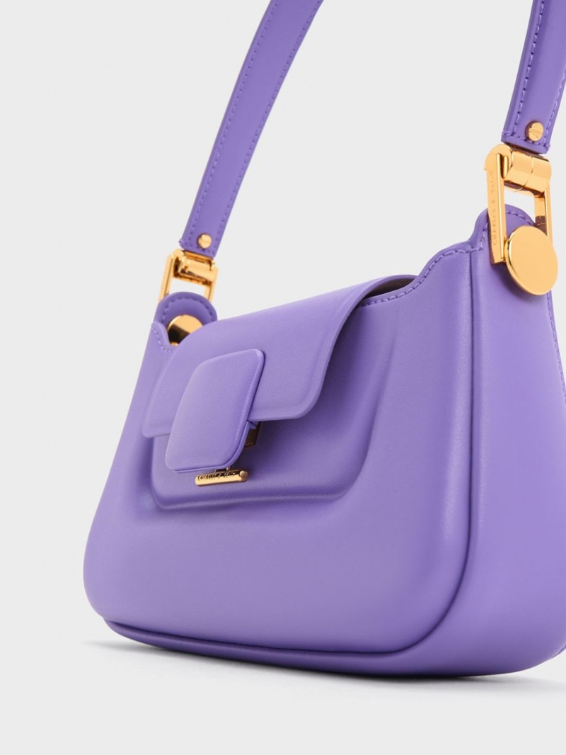 Geanta De Mana Charles & Keith Koa Push-Lock Top Violet | 984PNLAVE