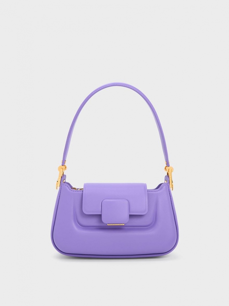 Geanta De Mana Charles & Keith Koa Push-Lock Top Violet | 984PNLAVE