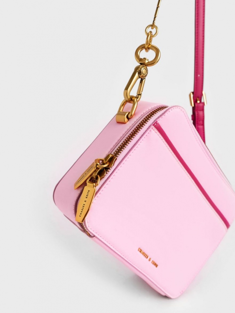 Geanta De Mana Charles & Keith Lock & Key Chain Roz | 053UXIYVN