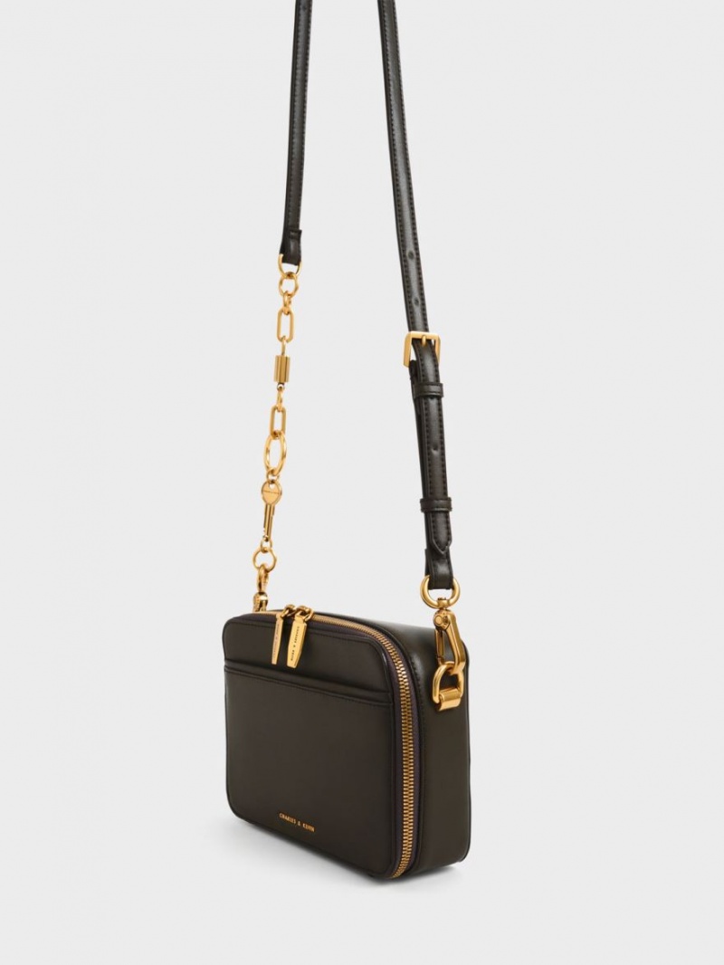 Geanta De Mana Charles & Keith Lock & Key Chain Negrii | 492ZYPDQH