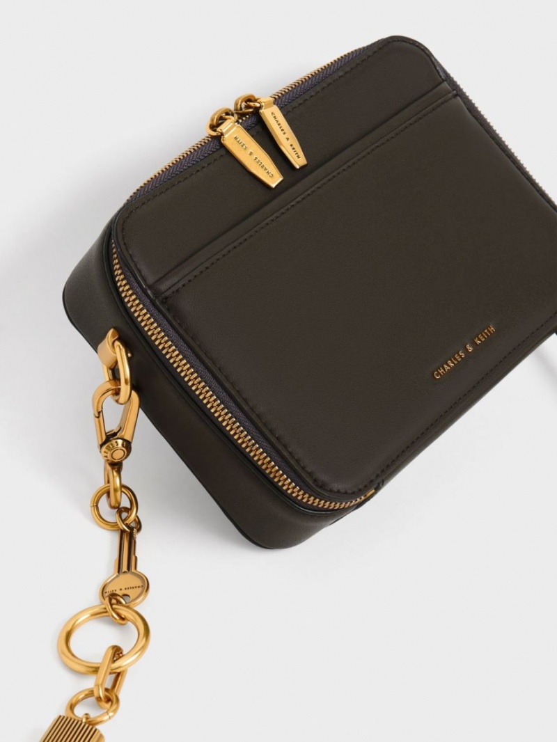 Geanta De Mana Charles & Keith Lock & Key Chain Negrii | 492ZYPDQH