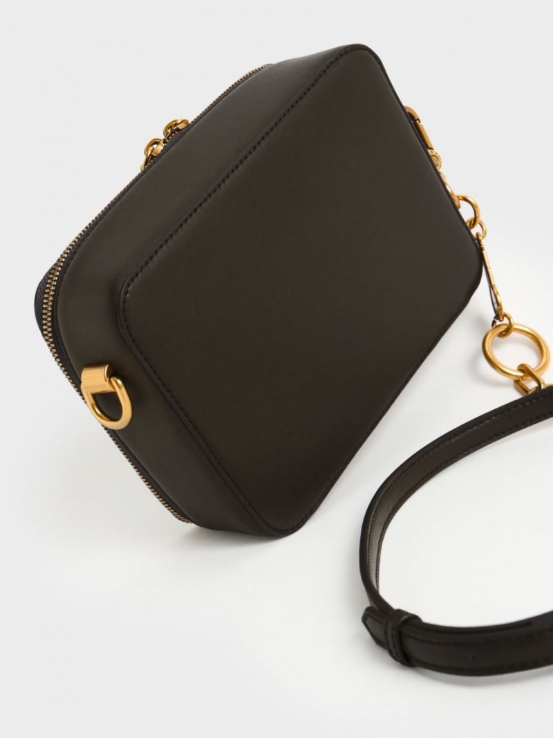 Geanta De Mana Charles & Keith Lock & Key Chain Negrii | 492ZYPDQH