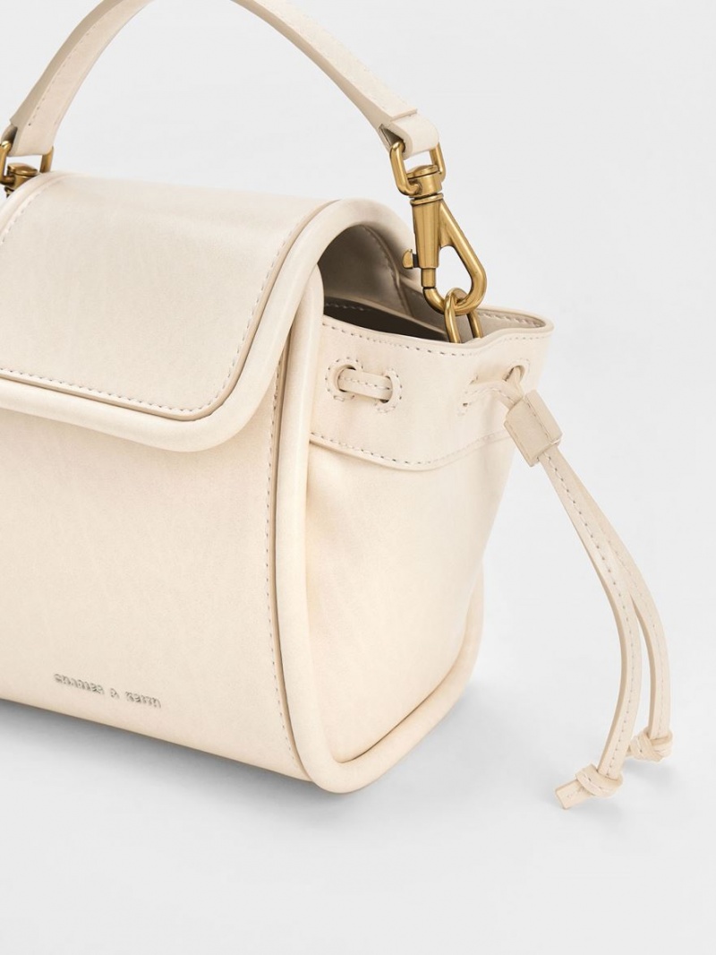 Geanta De Mana Charles & Keith Mini Ashby Top Albi | 183WVNIAG