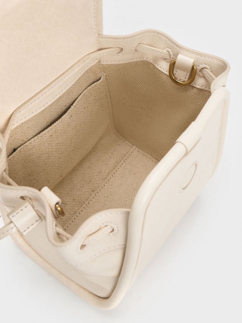 Geanta De Mana Charles & Keith Mini Ashby Top Albi | 183WVNIAG