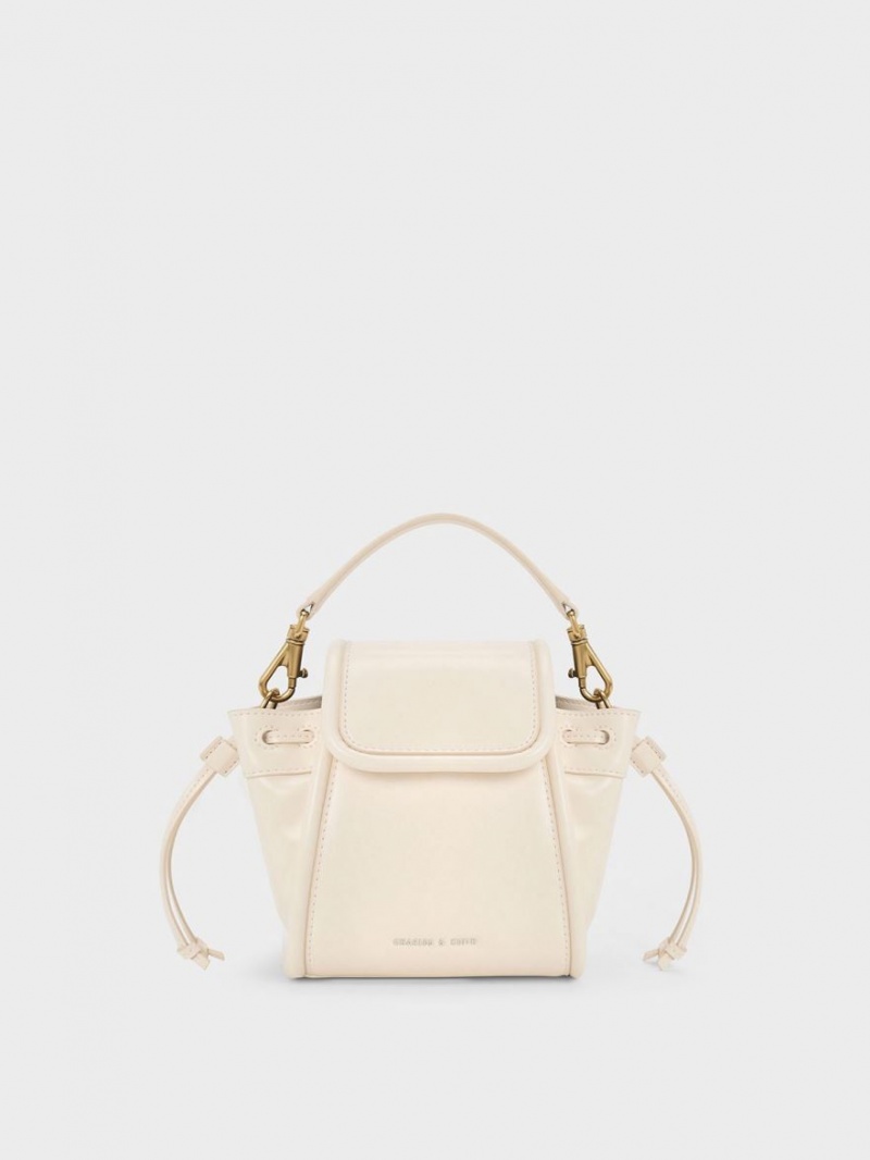 Geanta De Mana Charles & Keith Mini Ashby Top Albi | 183WVNIAG