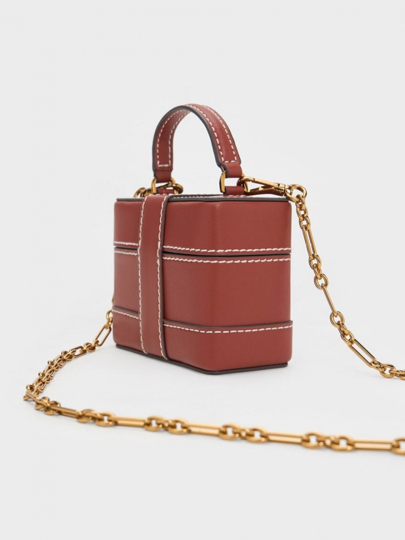 Geanta De Mana Charles & Keith Mini Bronte Contrast Trim Top Bej | 572GDURWZ