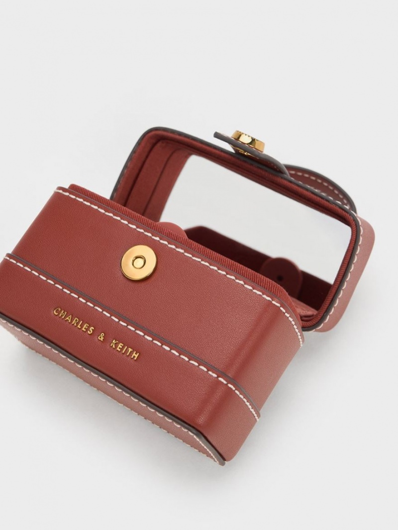 Geanta De Mana Charles & Keith Mini Bronte Contrast Trim Top Bej | 572GDURWZ