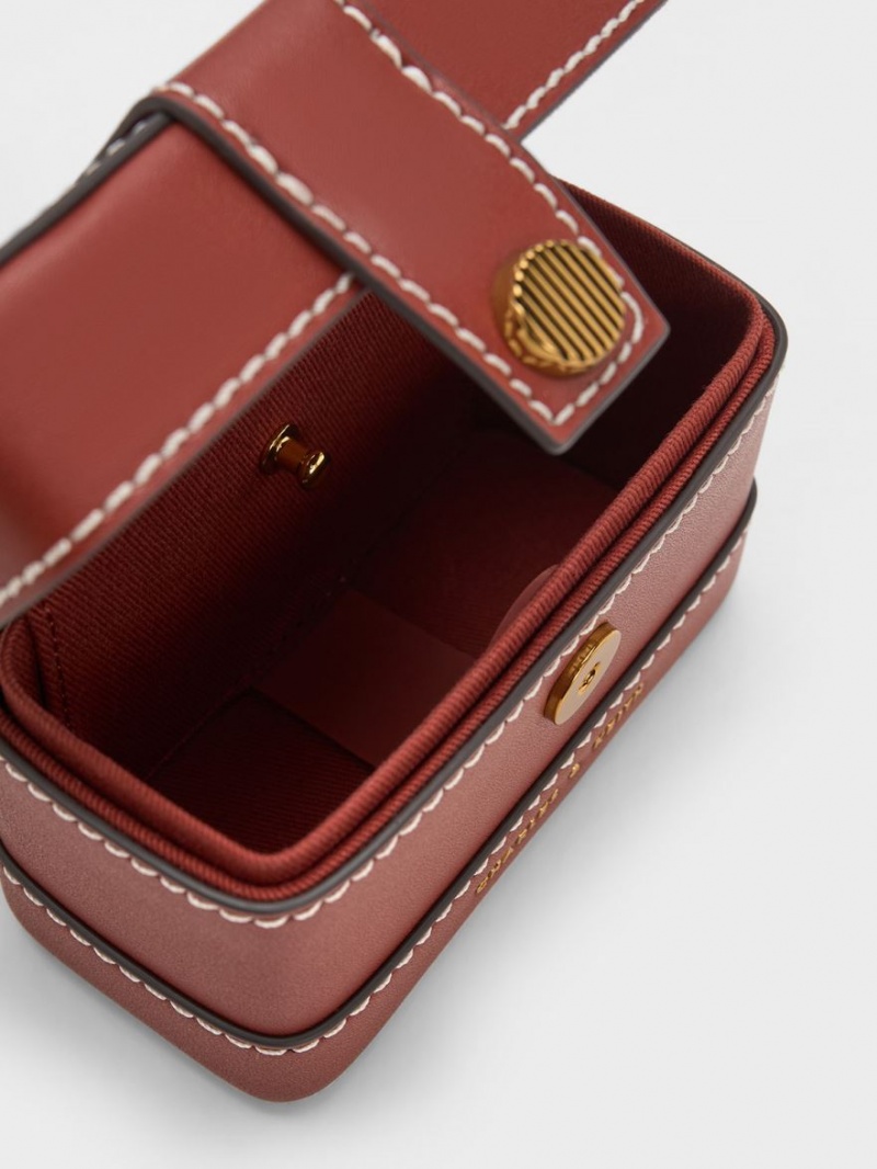 Geanta De Mana Charles & Keith Mini Bronte Contrast Trim Top Bej | 572GDURWZ