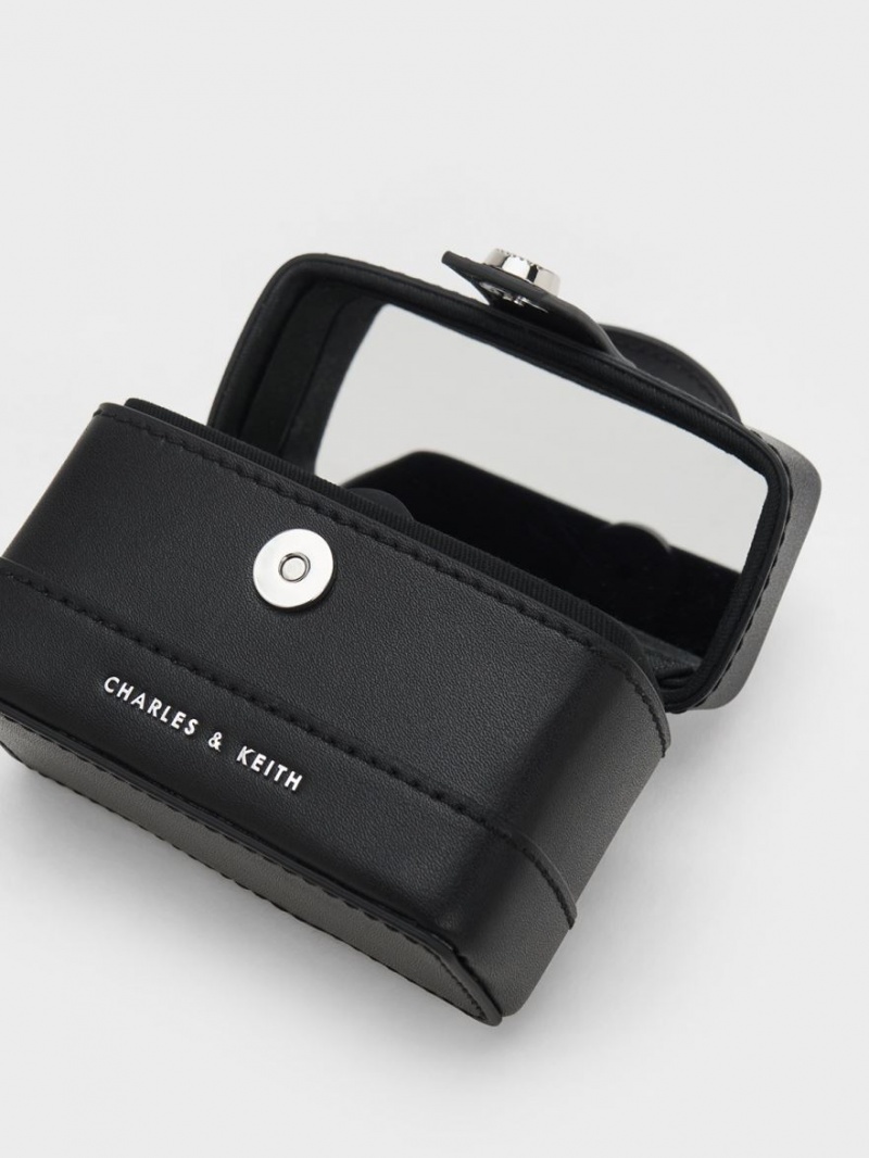 Geanta De Mana Charles & Keith Mini Bronte Contrast Trim Top Negrii | 530TZDVER
