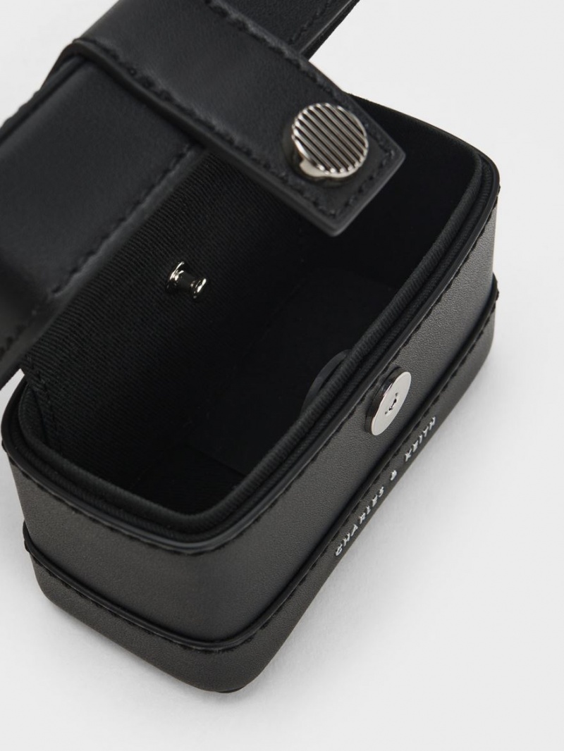 Geanta De Mana Charles & Keith Mini Bronte Contrast Trim Top Negrii | 530TZDVER