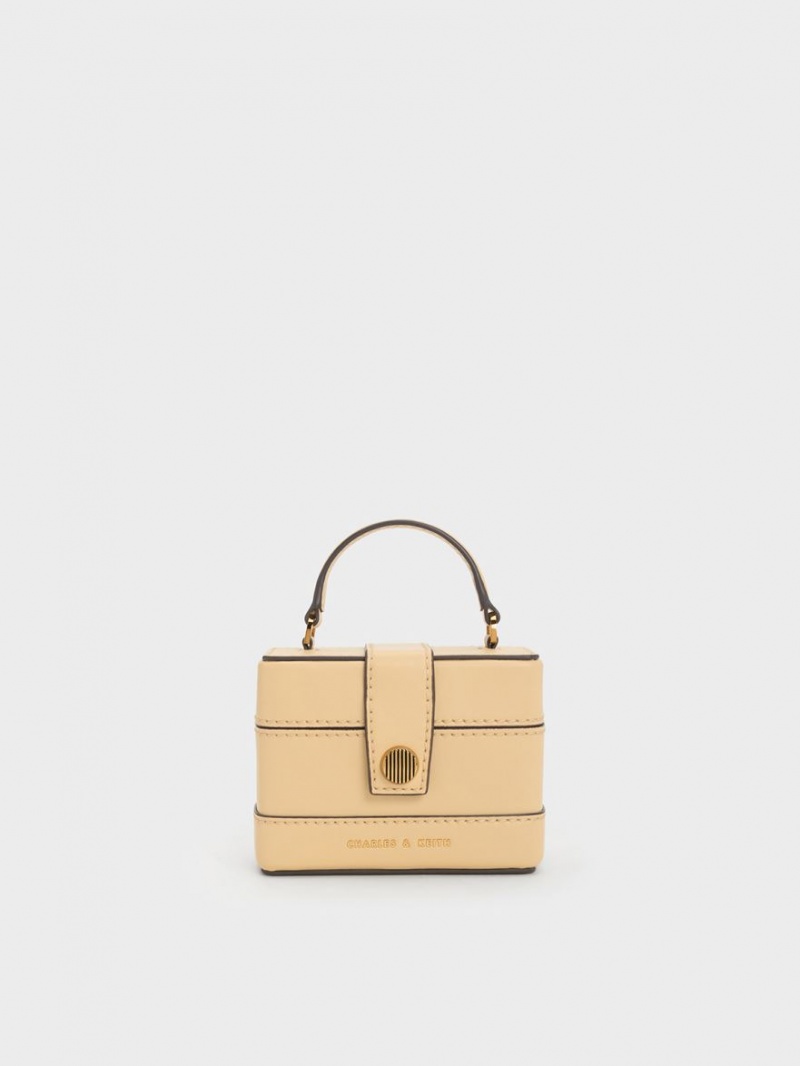 Geanta De Mana Charles & Keith Mini Bronte Contrast Trim Top Bej | 894SZWGKE