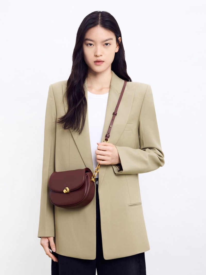 Geanta De Mana Charles & Keith Moira Braided Ciocolata Inchis | 684BVKYMJ
