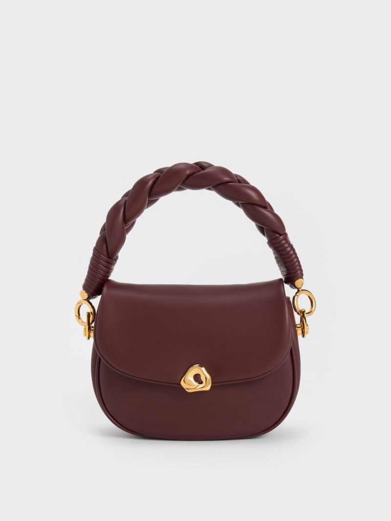 Geanta De Mana Charles & Keith Moira Braided Ciocolata Inchis | 684BVKYMJ