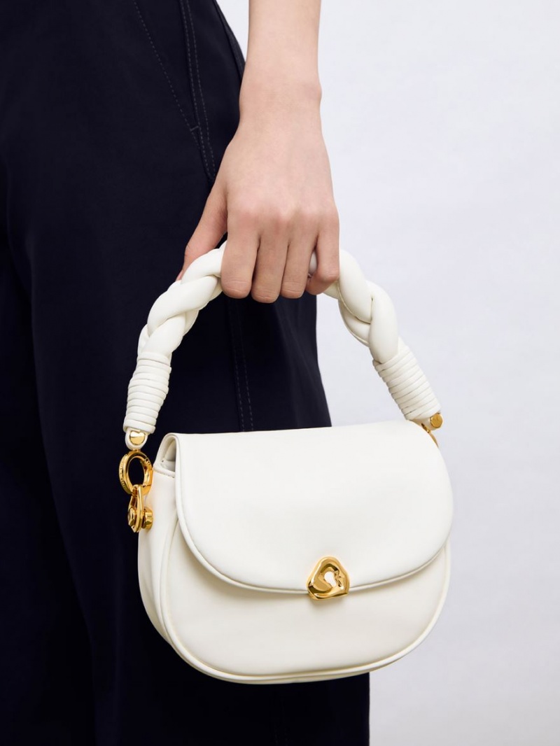 Geanta De Mana Charles & Keith Moira Braided Albi | 653UMXRZD