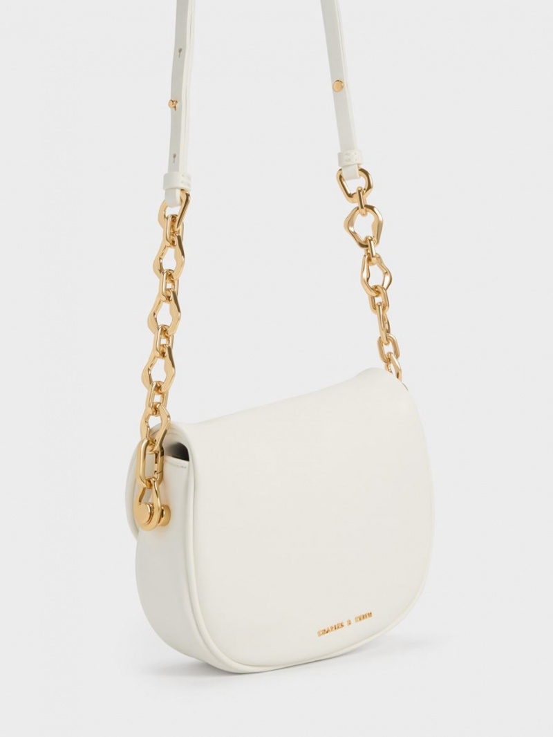 Geanta De Mana Charles & Keith Moira Braided Albi | 653UMXRZD