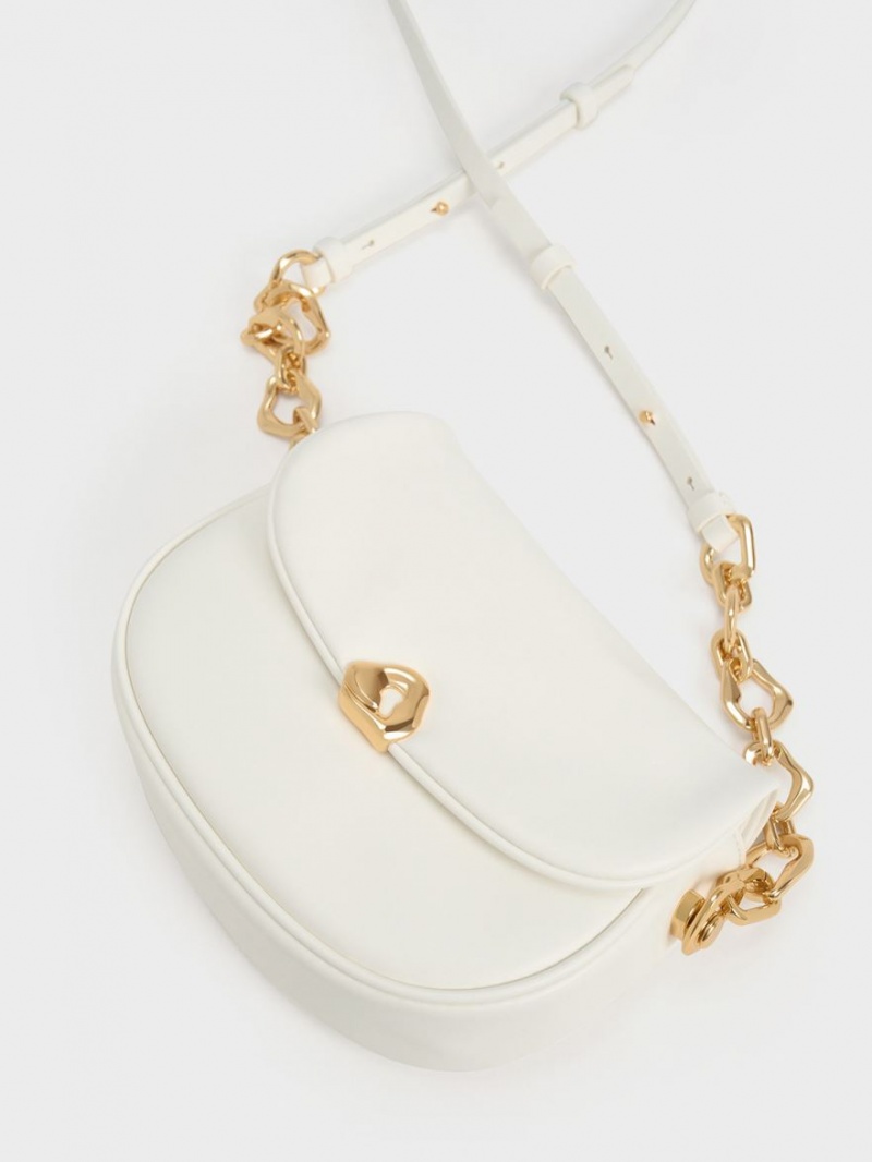 Geanta De Mana Charles & Keith Moira Braided Albi | 653UMXRZD