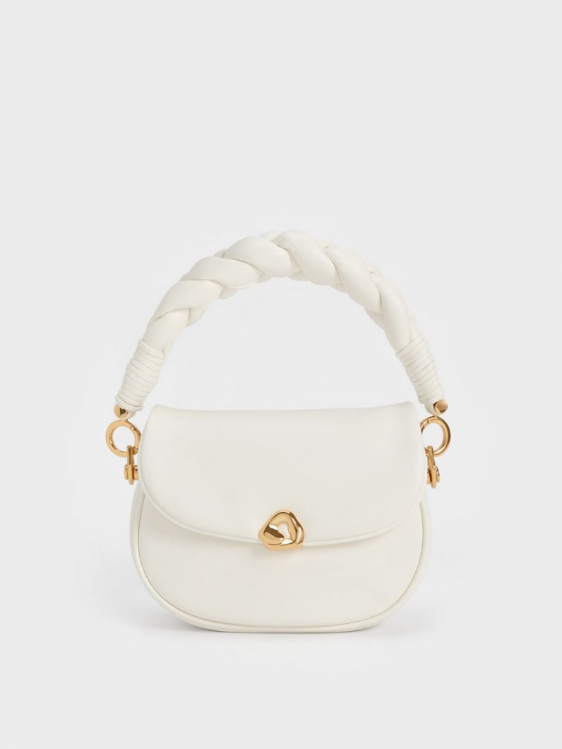 Geanta De Mana Charles & Keith Moira Braided Albi | 653UMXRZD