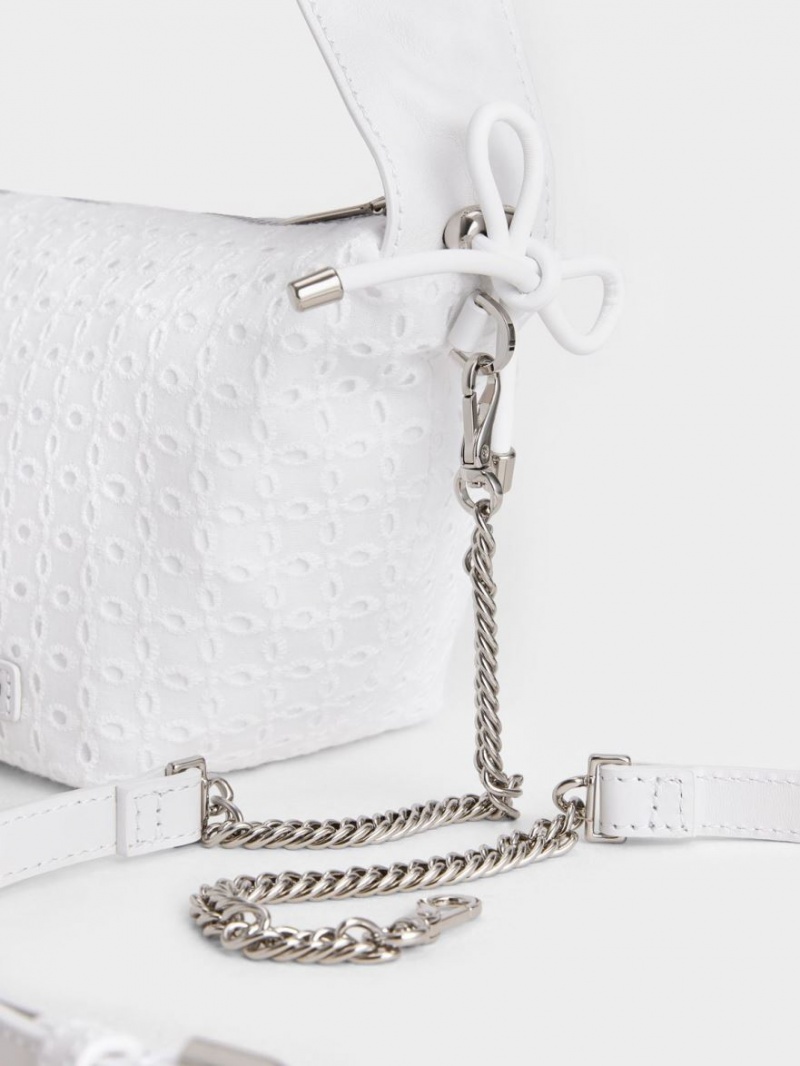 Geanta De Mana Charles & Keith Piele & Dantela Ruched Top Albi | 896UVRZPK