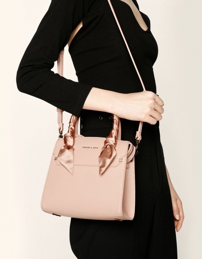 Geanta De Mana Charles & Keith Satin Scarf Top Bej | 486XTUQZP