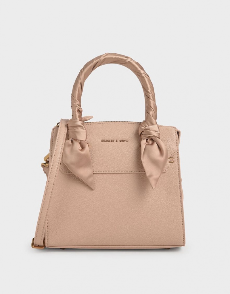 Geanta De Mana Charles & Keith Satin Scarf Top Bej | 486XTUQZP