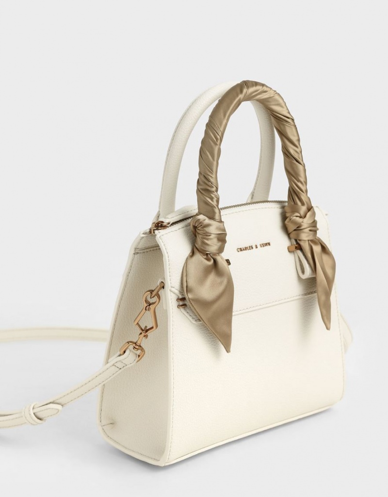 Geanta De Mana Charles & Keith Satin Scarf Top Albi | 083BHOJGI