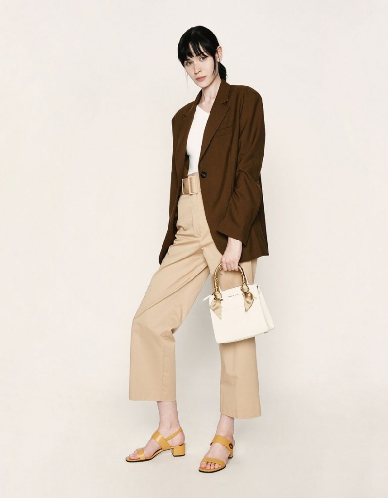 Geanta De Mana Charles & Keith Satin Scarf Top Albi | 083BHOJGI