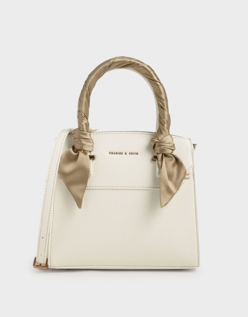 Geanta De Mana Charles & Keith Satin Scarf Top Albi | 083BHOJGI